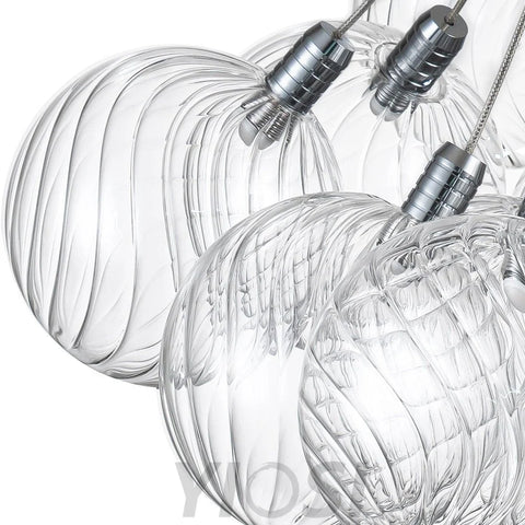 Cluster Ribbed Glass Dimmable Led Bubble Chandelier