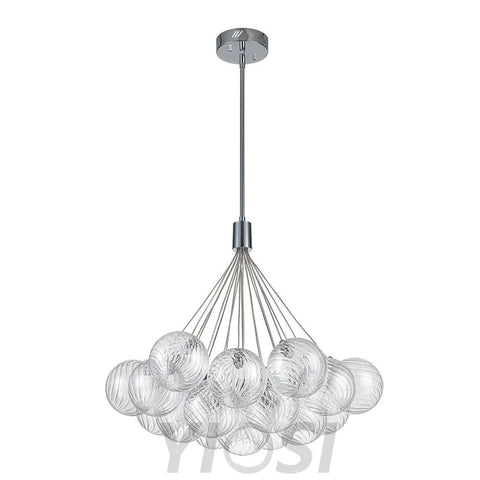 Cluster Ribbed Glass Dimmable Led Bubble Chandelier