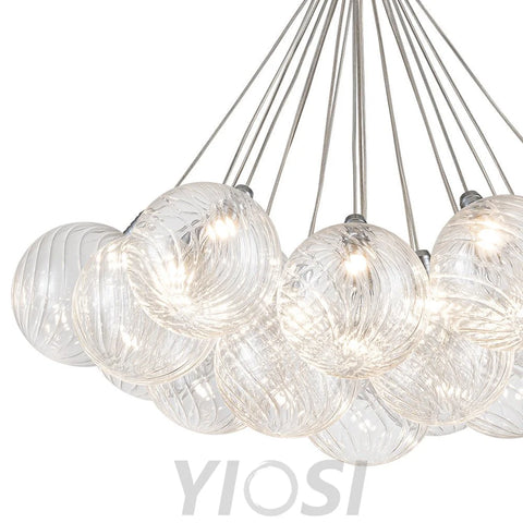 Cluster Ribbed Glass Dimmable Led Bubble Chandelier