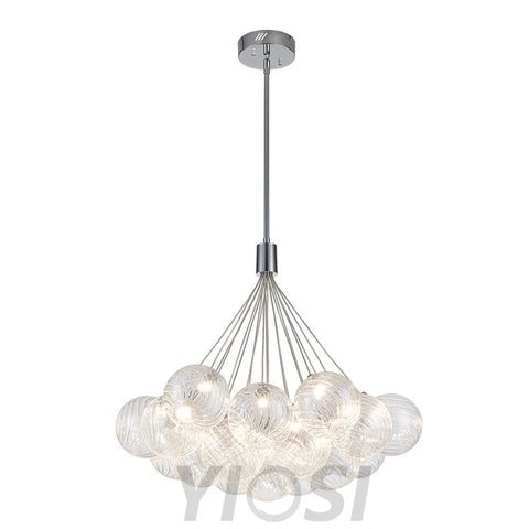 Cluster Ribbed Glass Dimmable Led Bubble Chandelier