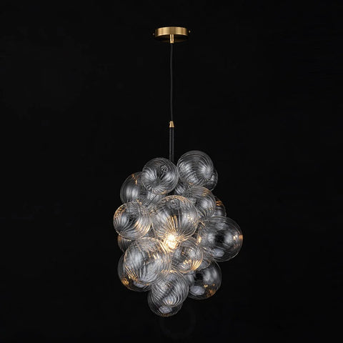 Dimmable Cluster Ribbed Glass Bubble Chandelier Pendant Light