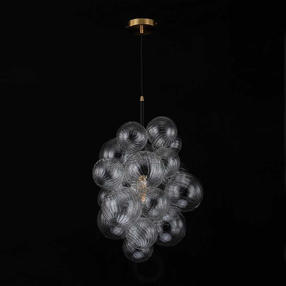 Dimmable Cluster Ribbed Glass Bubble Chandelier Pendant Light