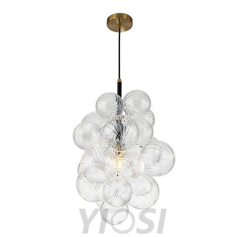 Dimmable Cluster Ribbed Glass Bubble Chandelier Pendant Light