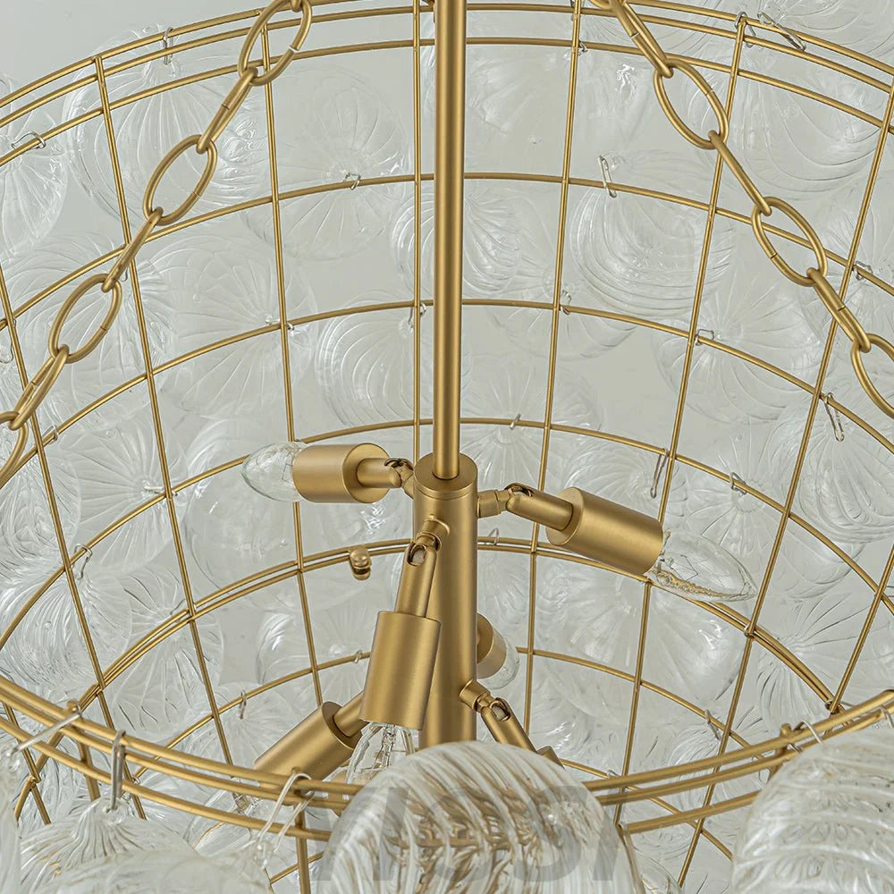 Luxury Cascade Cluster Ribbed Glass Bubble Entry Chandelier