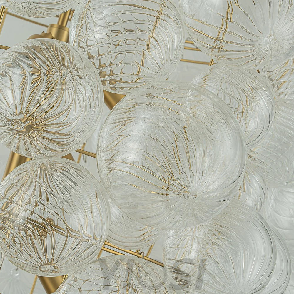 Luxury Cascade Cluster Ribbed Glass Bubble Entry Chandelier