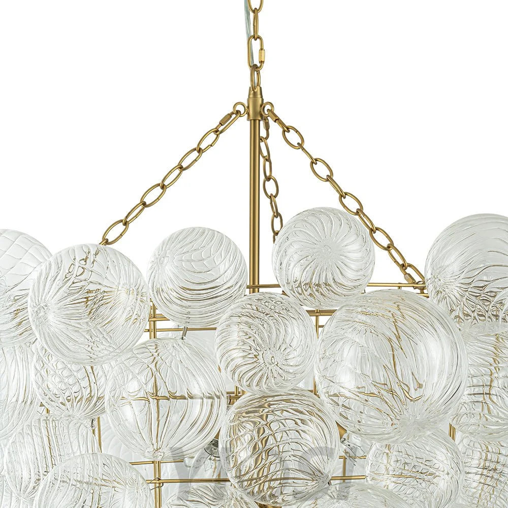 Luxury Cascade Cluster Ribbed Glass Bubble Entry Chandelier