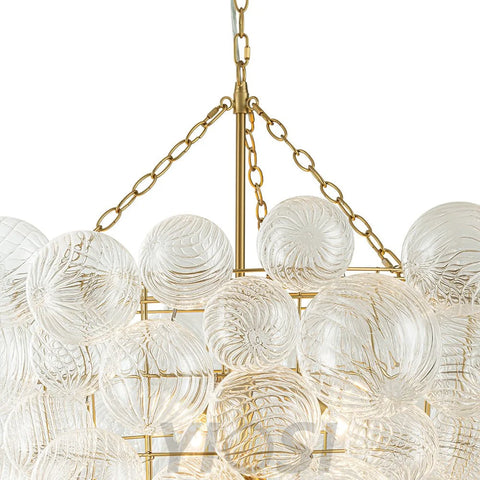 Luxury Cascade Cluster Ribbed Glass Bubble Entry Chandelier