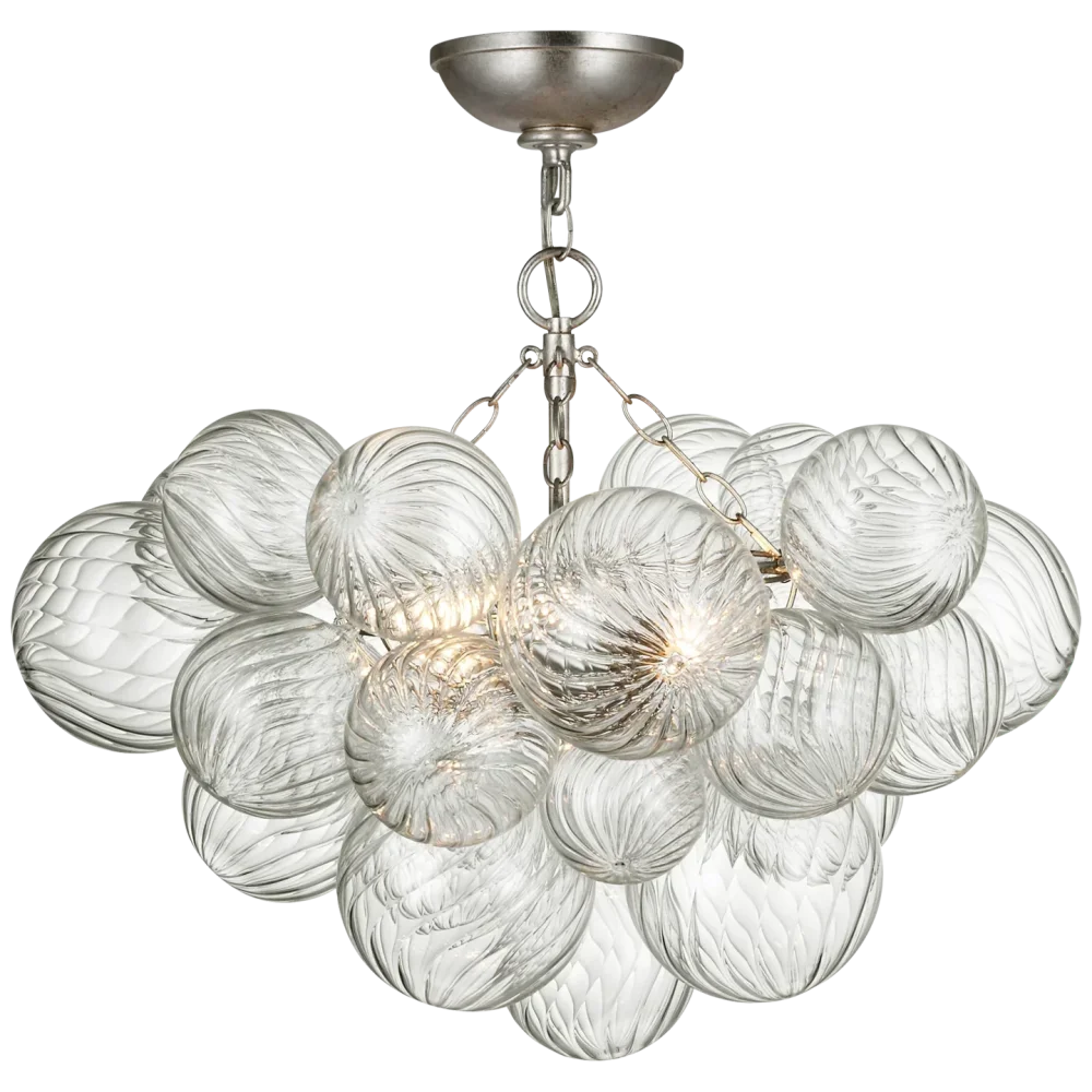 Popular Glass Bubble 24’’ D Ceiling Chandelier Modern Lamp Burnished Sliver Leave