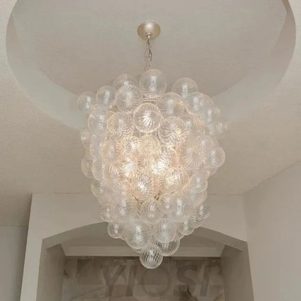 Popular Modern Bubble Glass Chandelier 36’’ Ceiling Lamp Chandeliers For Dining Room Stairways