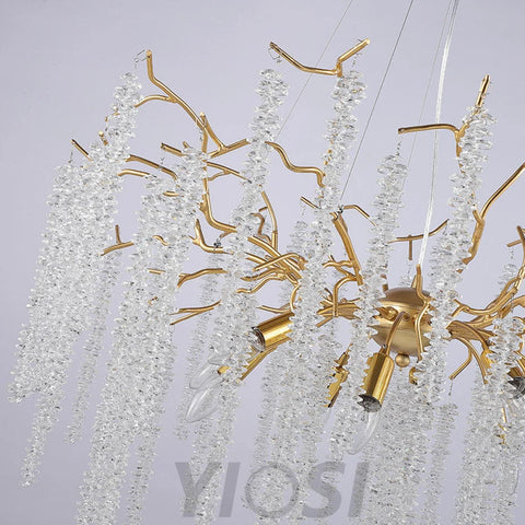 Gold Crystal Chandelier Modern Tree Branch Chandeliers Lighting 31.5’’D