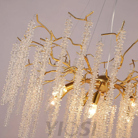 Gold Crystal Chandelier Modern Tree Branch Chandeliers Lighting 31.5’’D