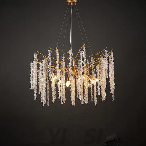 Gold Crystal Chandelier Modern Tree Branch Chandeliers Lighting 31.5’’D