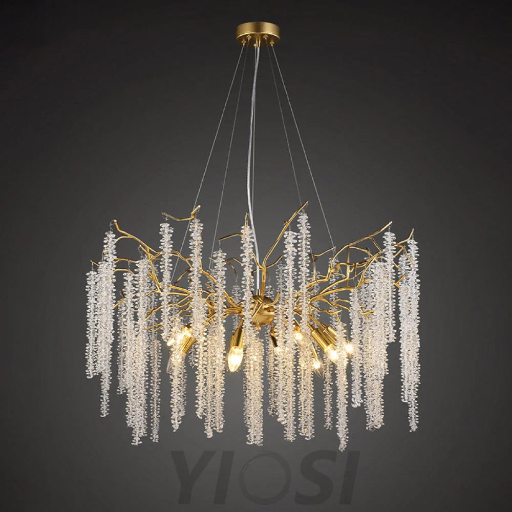 Gold Crystal Chandelier Modern Tree Branch Chandeliers Lighting 31.5’’D