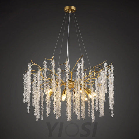 Gold Crystal Chandelier Modern Tree Branch Chandeliers Lighting 31.5’’D