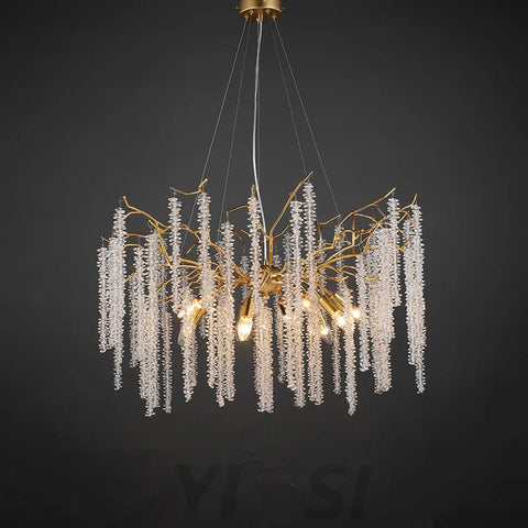 Gold Crystal Chandelier Modern Tree Branch Chandeliers Lighting 31.5’’D