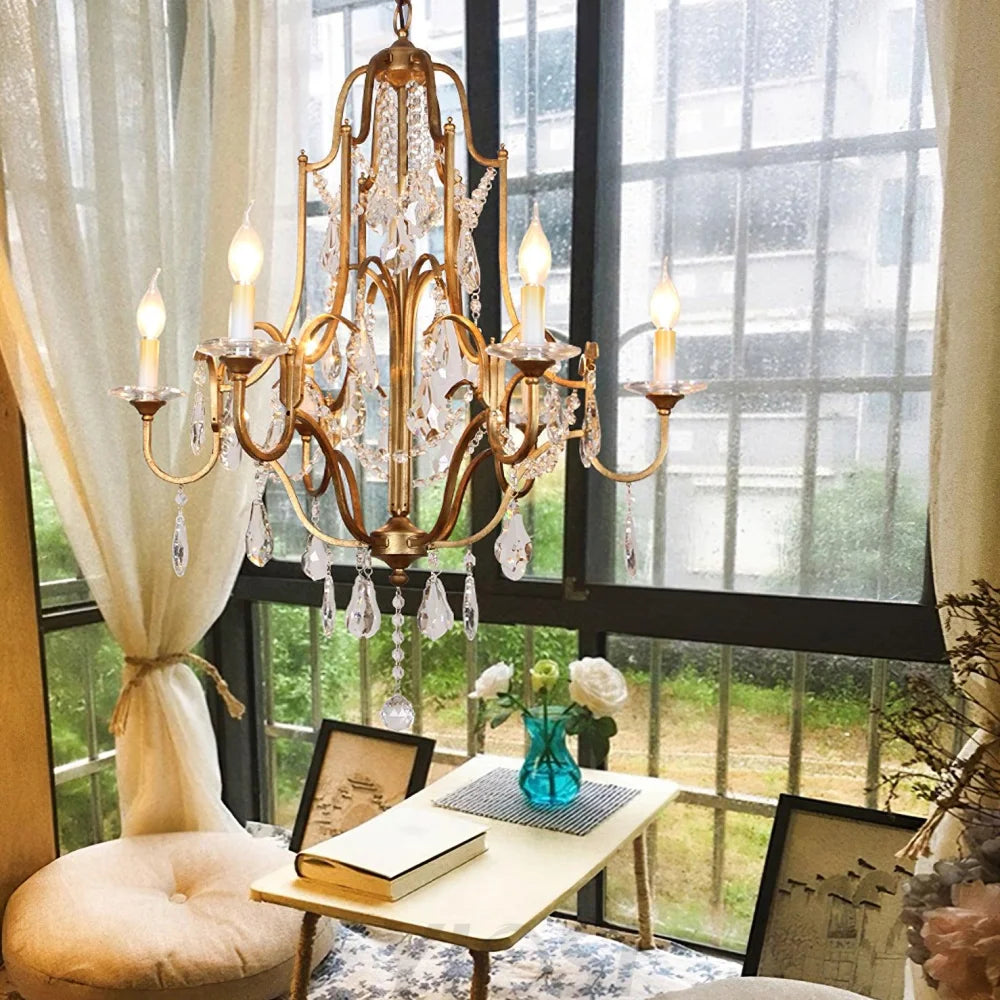 Gold Valentina Crystal Chandelier with Adjustable Heads – Luxury Ceiling Light