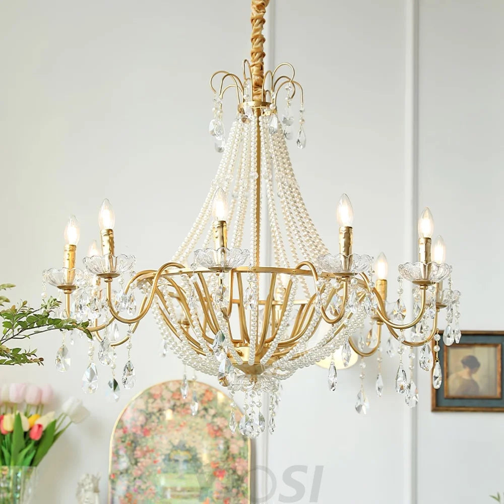 Arcadia Gold Crystal Chandelier with Multi-Head Luxurious Elegance