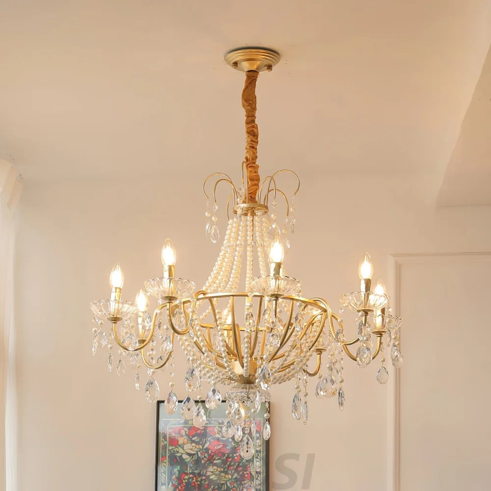 Arcadia Gold Crystal Chandelier with Multi-Head Luxurious Elegance