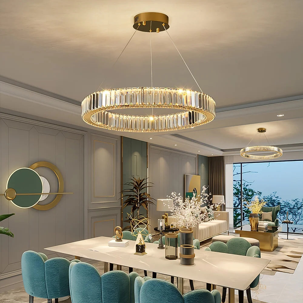 Bertolda Gold Crystal Multi‑Tier LED Chandelier – Elegant Luxury