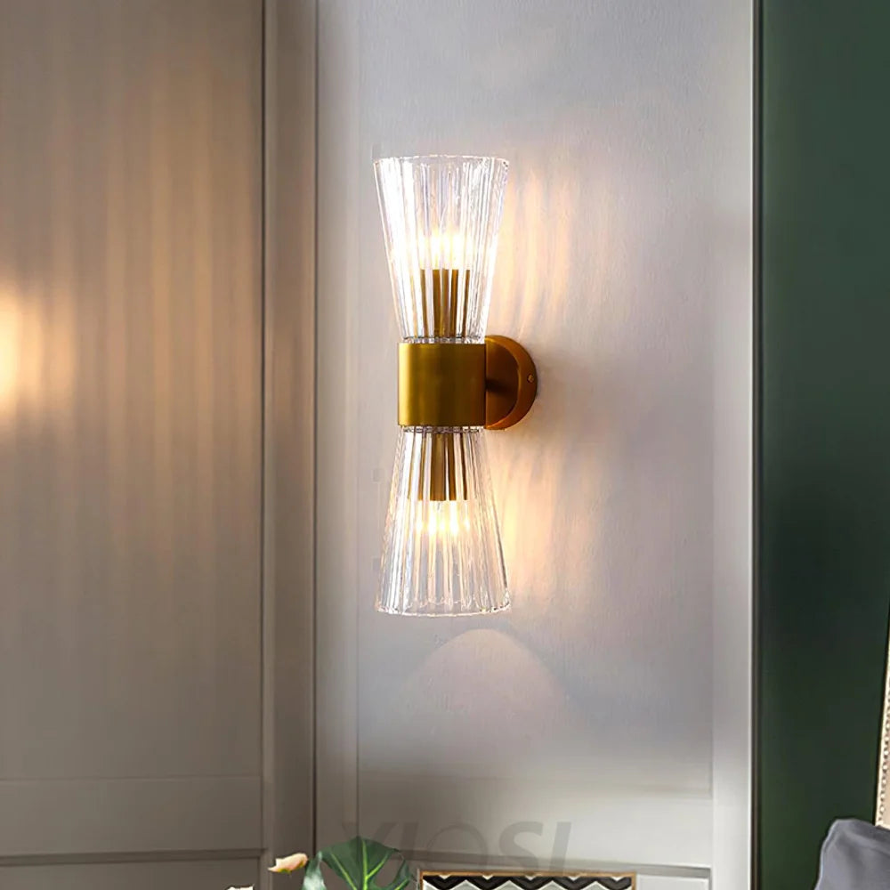 Vesta Gold Crystal Wall Sconce with Elegant Backplate
