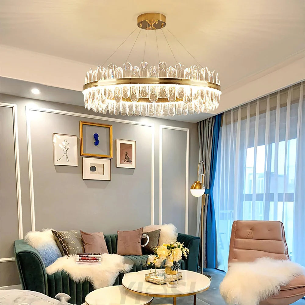 Enos Gold K9 Crystal Chandelier – Elegant Ceiling Light