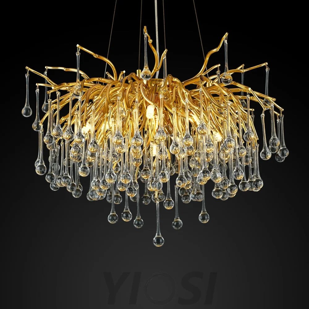 Gold Raindrop Crystal Chandelier Tree Branch Chandelier for Dining Room Chandelier