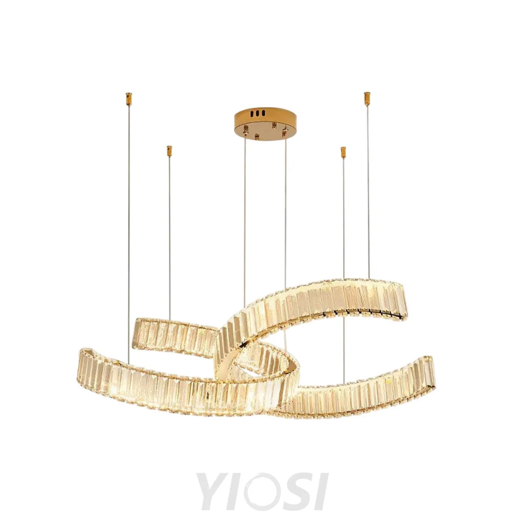 Gold Vortex Crystal LED Chandelier with Bi Color Lighting