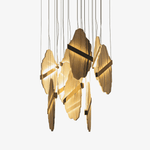 Auralith Gold-White Alabaster LED Chandelier with Seven Panels