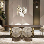 Auralith Gold-White Alabaster LED Chandelier with Seven Panels