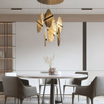 Auralith Gold-White Alabaster LED Chandelier with Seven Panels