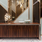 Auralith Gold-White Alabaster LED Chandelier with Seven Panels
