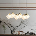 Gold & White Alabaster Sculptural Lumina Vox Pendant Lamp
