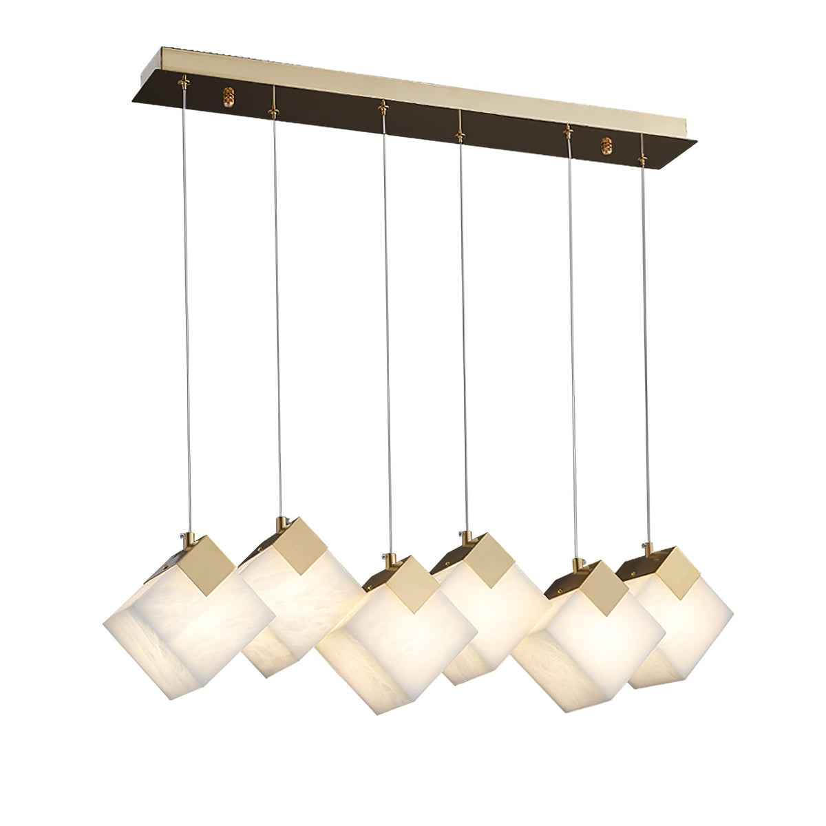 Gold & White Alabaster Sculptural Lumina Vox Pendant Lamp