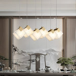 Gold & White Alabaster Sculptural Lumina Vox Pendant Lamp