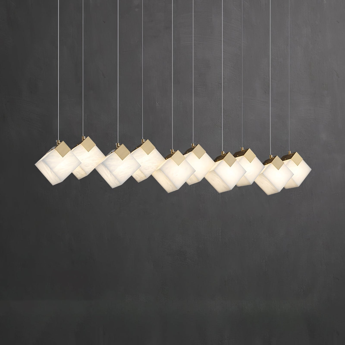 Gold & White Alabaster Sculptural Lumina Vox Pendant Lamp