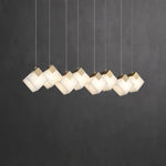 Gold & White Alabaster Sculptural Lumina Vox Pendant Lamp