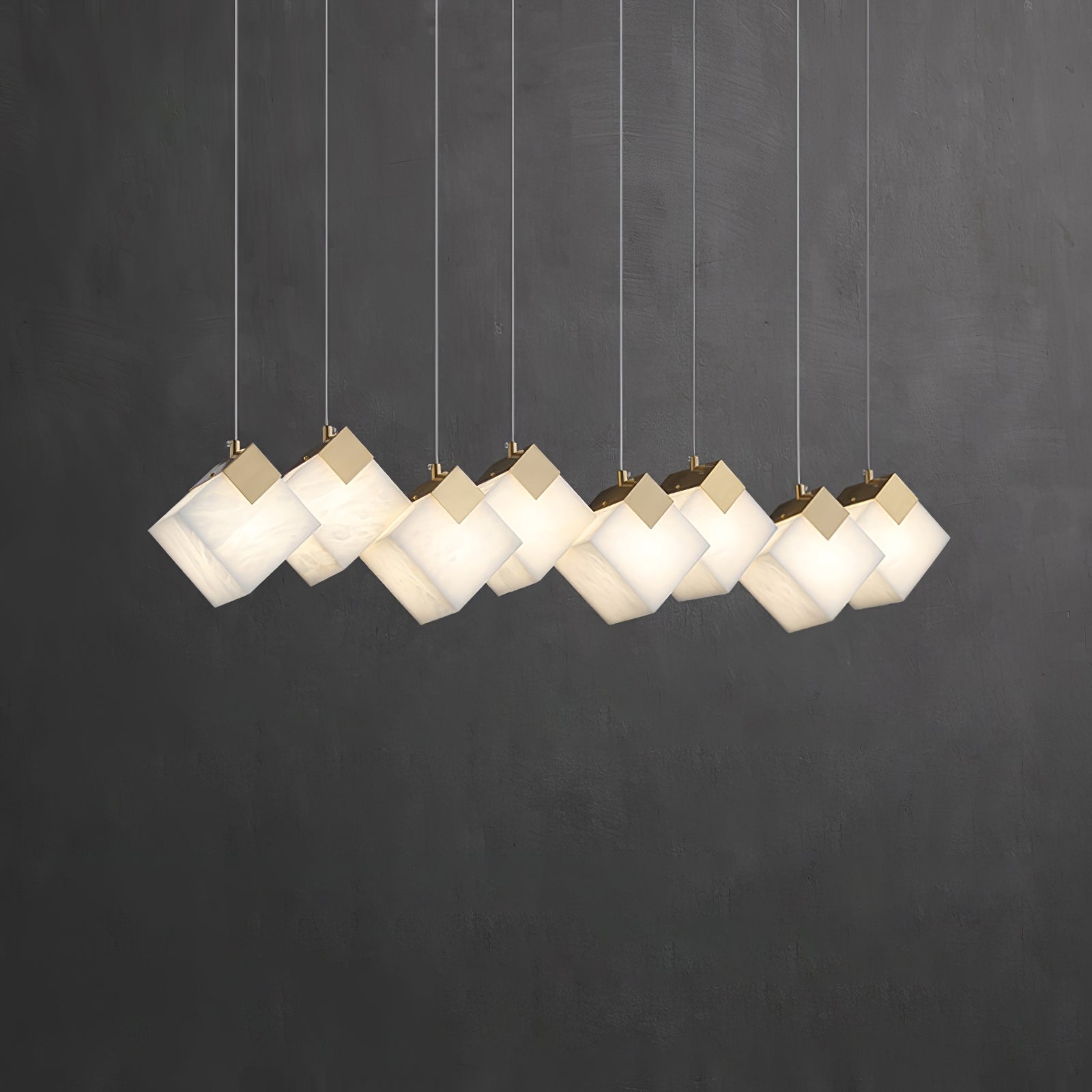Gold & White Alabaster Sculptural Lumina Vox Pendant Lamp