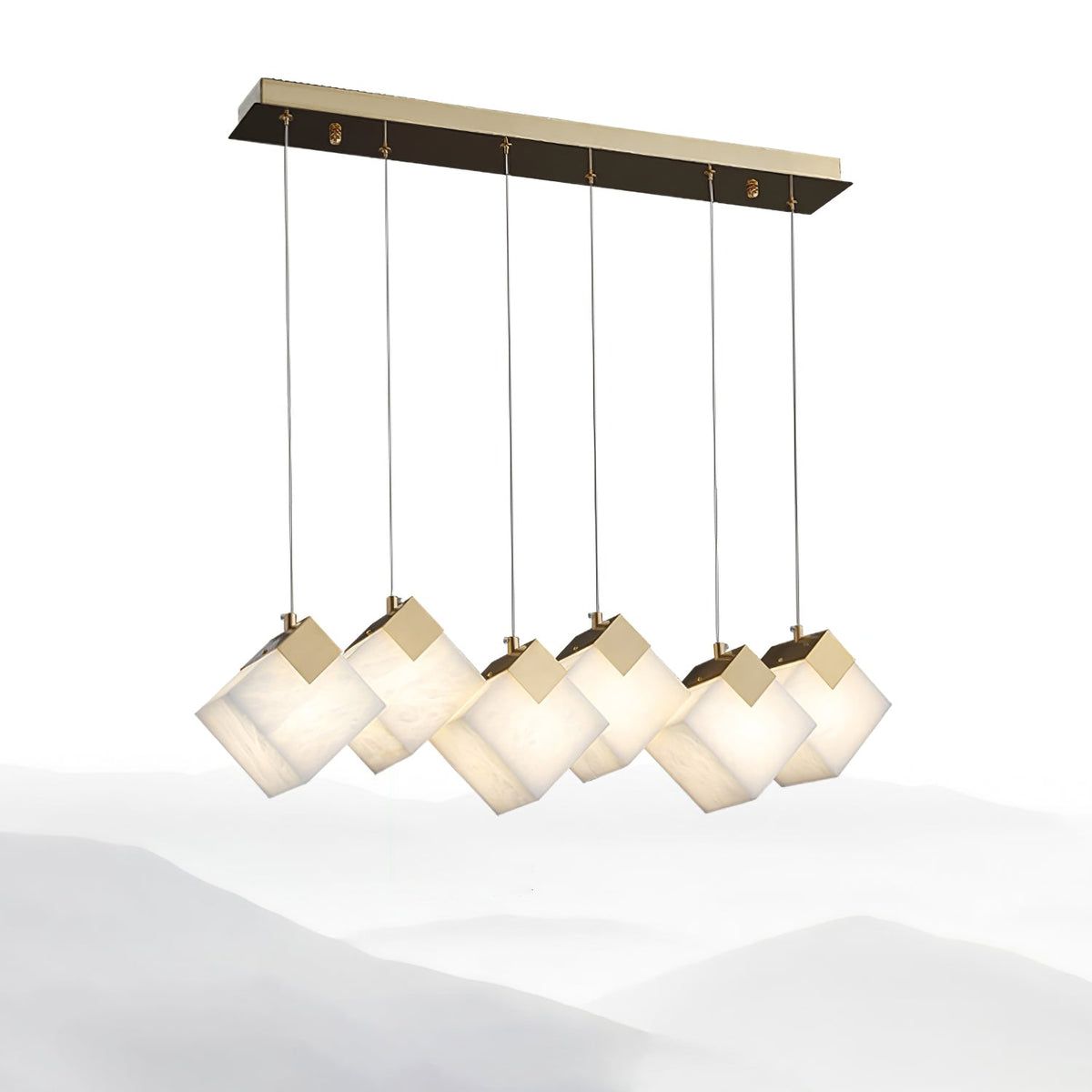 Gold & White Alabaster Sculptural Lumina Vox Pendant Lamp