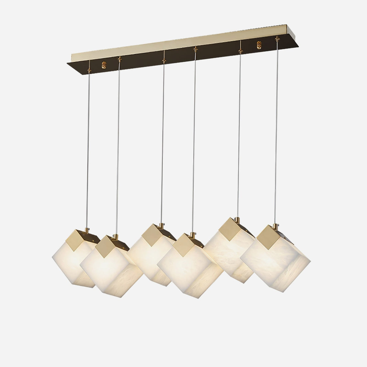 Gold & White Alabaster Sculptural Lumina Vox Pendant Lamp