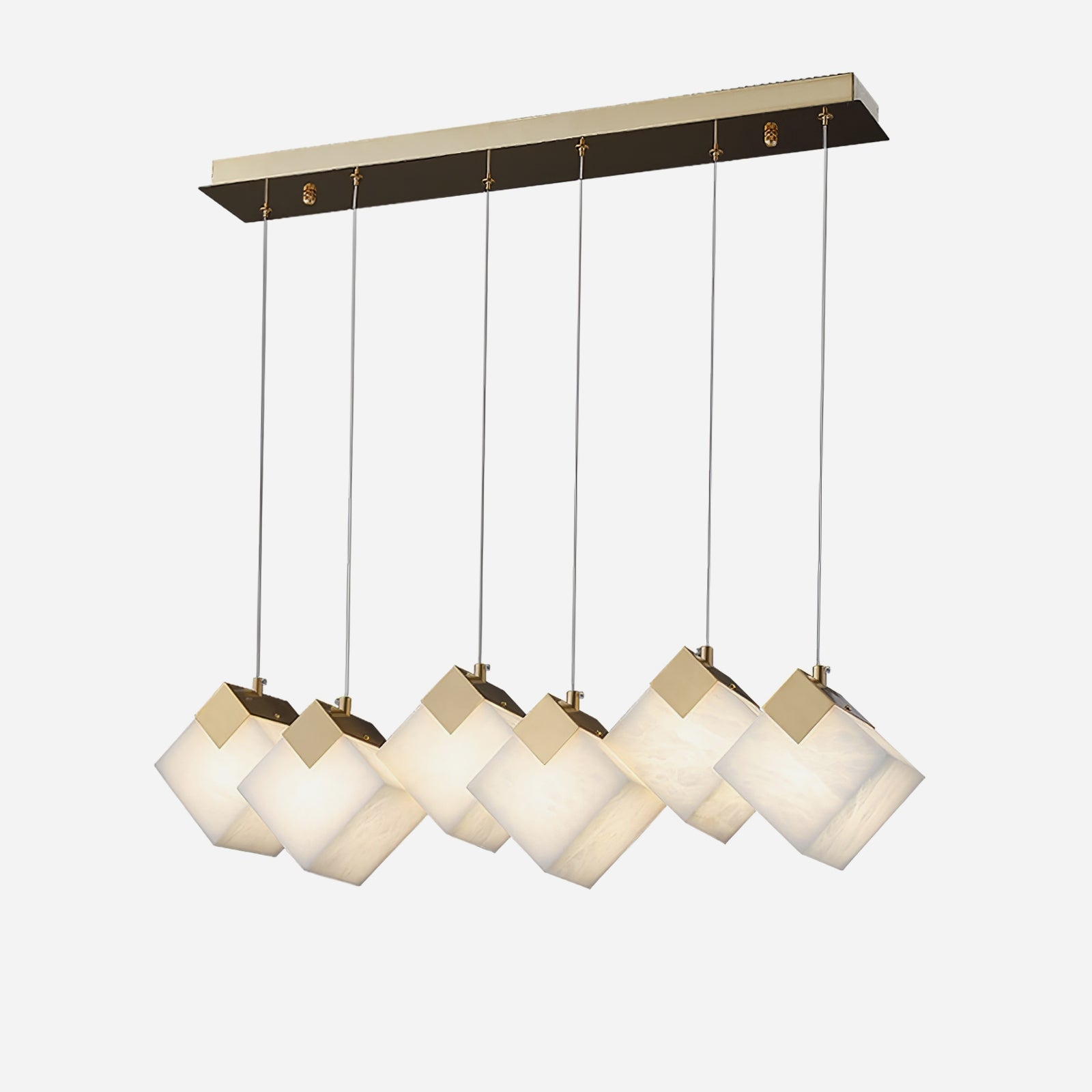 Gold & White Alabaster Sculptural Lumina Vox Pendant Lamp