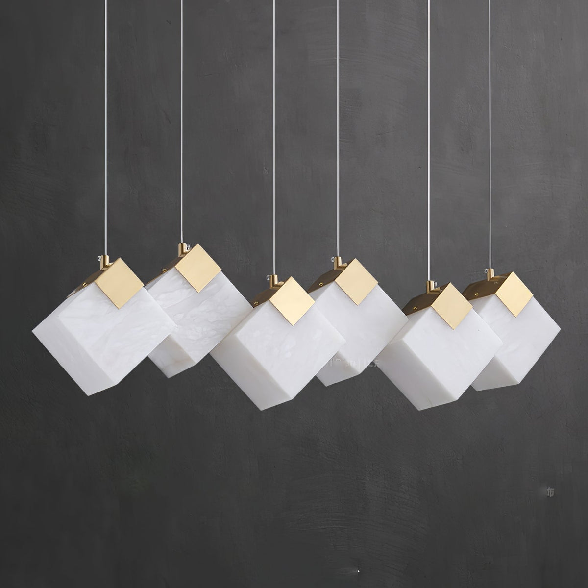 Gold & White Alabaster Sculptural Lumina Vox Pendant Lamp