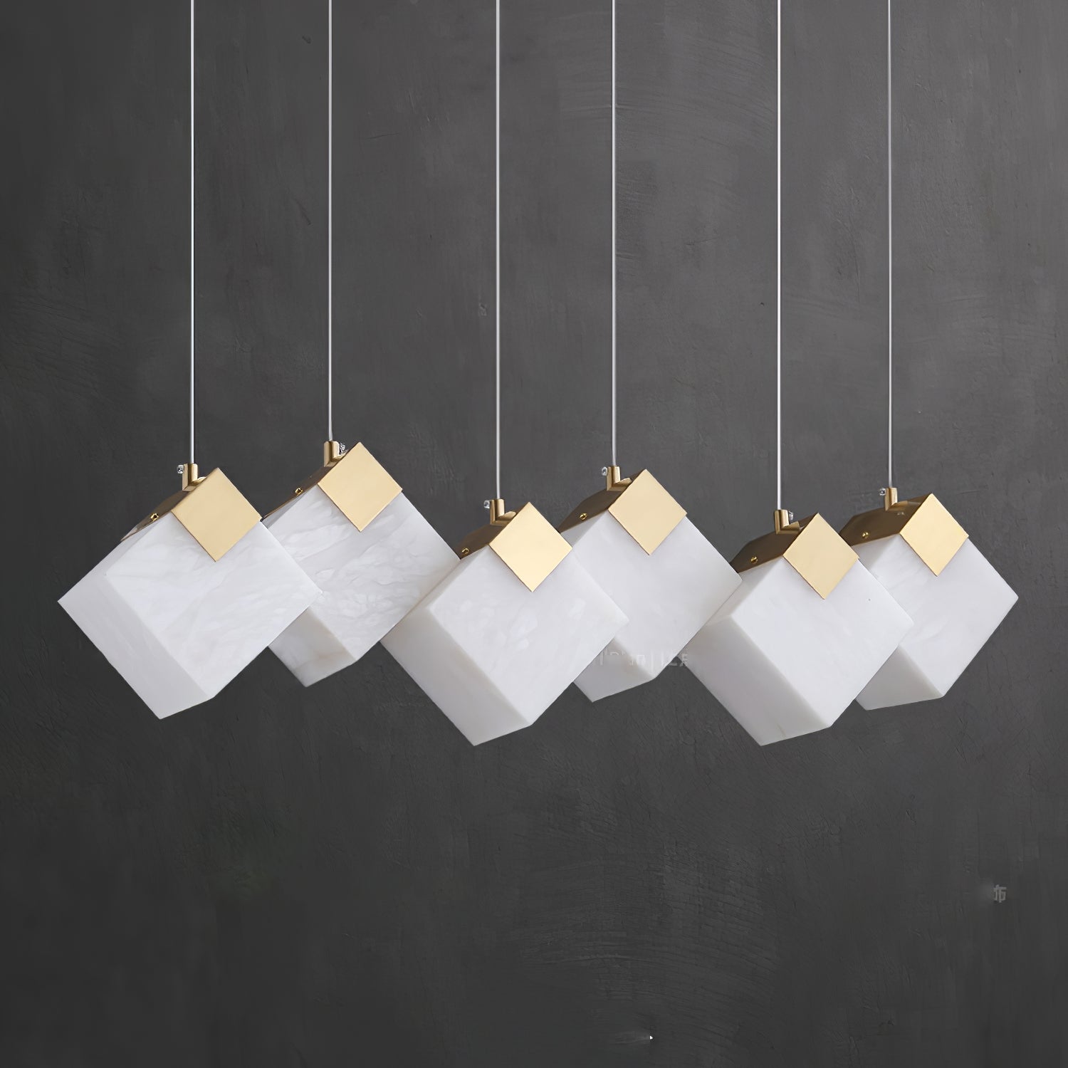 Gold & White Alabaster Sculptural Lumina Vox Pendant Lamp