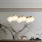 Gold & White Alabaster Sculptural Lumina Vox Pendant Lamp