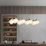 Gold & White Alabaster Sculptural Lumina Vox Pendant Lamp