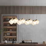 Gold & White Alabaster Sculptural Lumina Vox Pendant Lamp