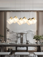 Gold & White Alabaster Sculptural Lumina Vox Pendant Lamp