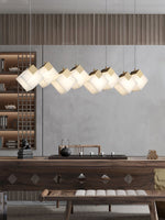 Gold & White Alabaster Sculptural Lumina Vox Pendant Lamp