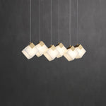 Gold & White Alabaster Sculptural Lumina Vox Pendant Lamp