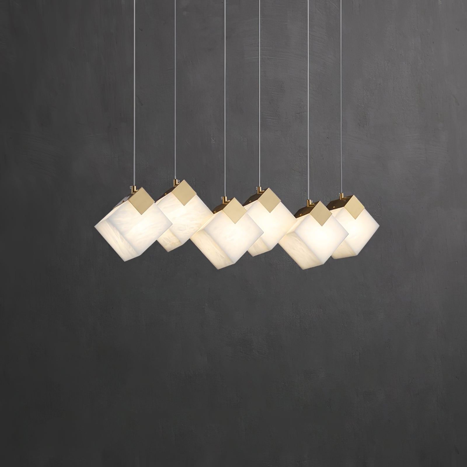 Gold & White Alabaster Sculptural Lumina Vox Pendant Lamp