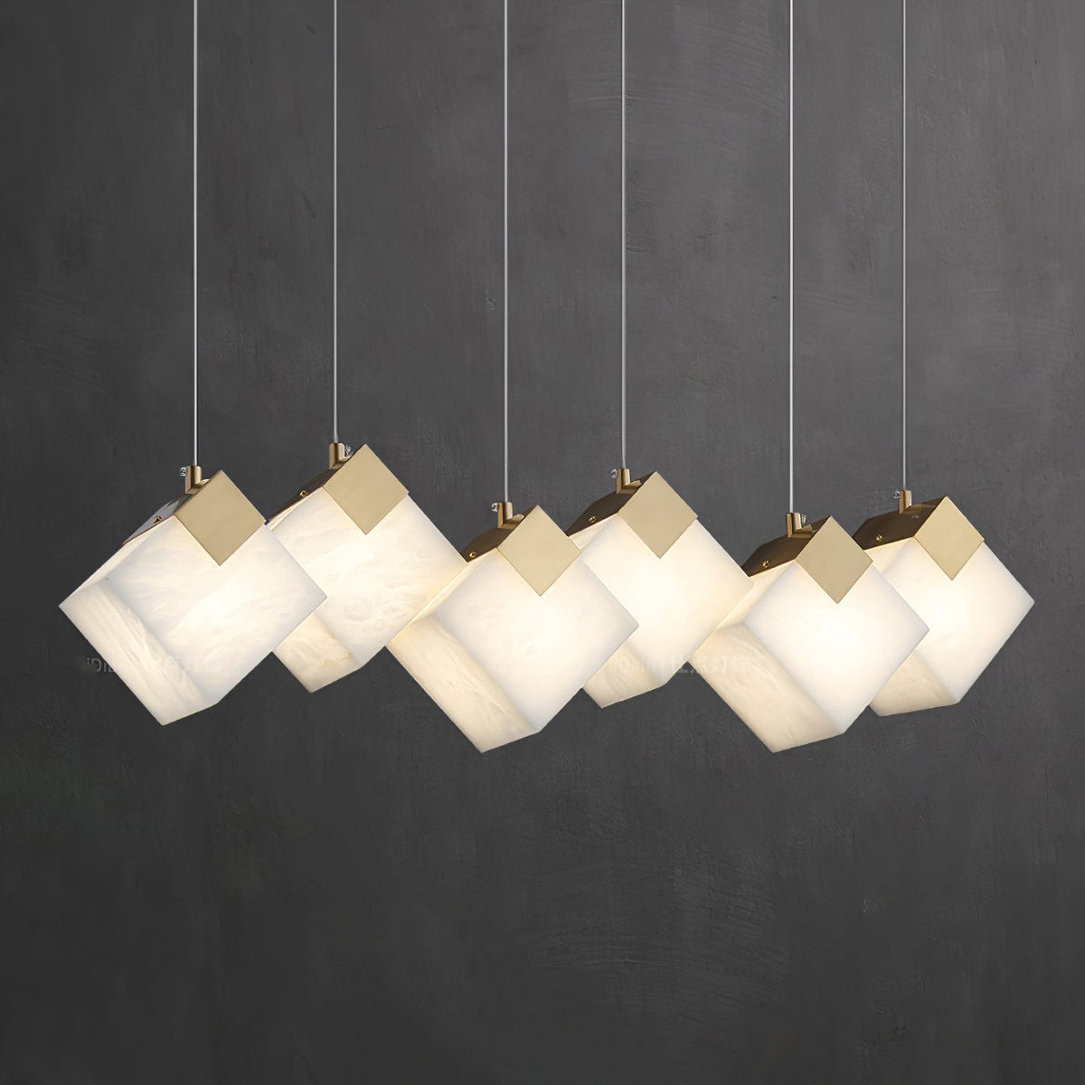 Gold & White Alabaster Sculptural Lumina Vox Pendant Lamp